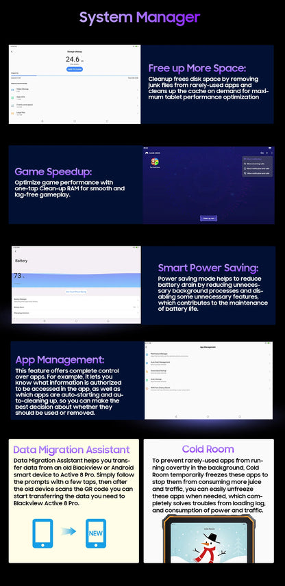 Blackview Active 8 Pro 16GB 256GB Tablet PC 22000mAh Battery Android 14 10.36" inch 2.4K Display 16MP+ 48MP Camera Rugged Tablet