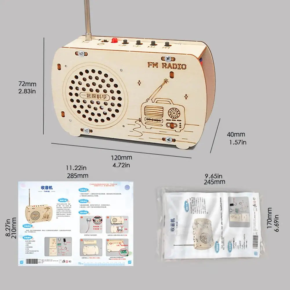 Build a Radio Kit Wood Radio Electronic Learning Set Interactive Building Toys Science Experiment Electronics Kits for Boys