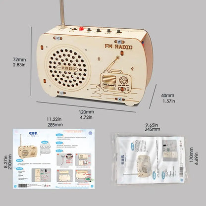 Build a Radio Kit Wood Radio Electronic Learning Set Interactive Building Toys Science Experiment Electronics Kits for Boys