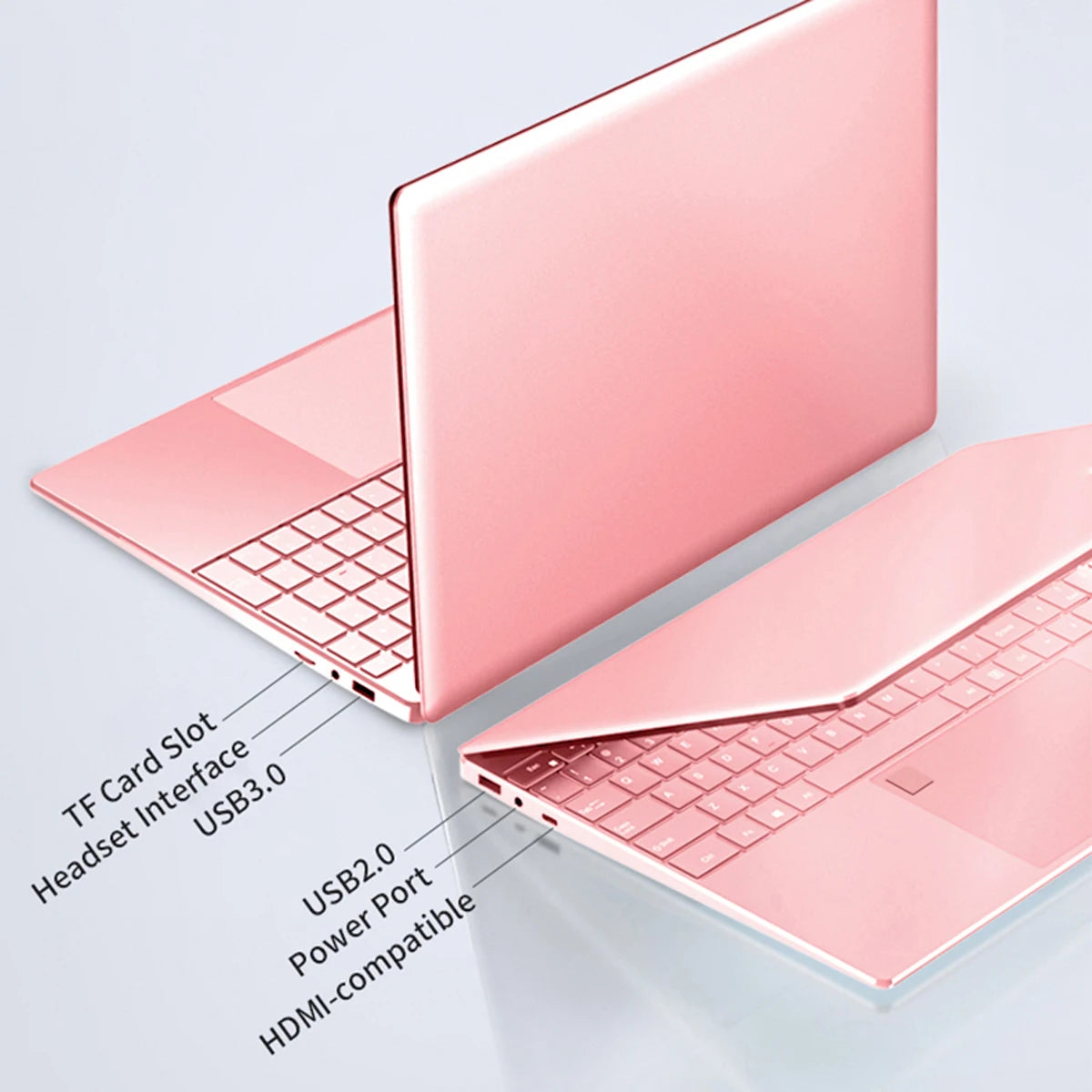 AKPAD 11th Gen Intel Celeron N5095 Laptop  Windows10/11, Max 32GB RAM,128gb- 2TB SSD, 2.4G/5G WiFi, BT, Girlish style Pink Keybd