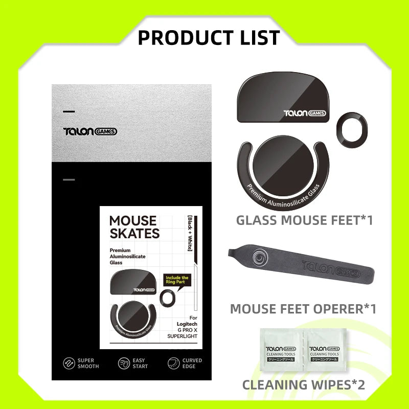 TALONGAMES Glass Mouse Feet Skates Mouse Sensor Skate Glide Pads For Logitech G Pro X Superlight Wireless Rounded Curved Edges