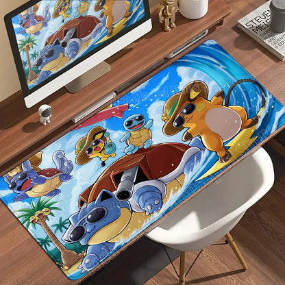 HD Gaming Keyboard Rug Laptop Japan Cool Anime Mouse Pad XXL P-pokemon Desk Mat PC Squirtles Gamer Cabinet Extended Mousepad Rug