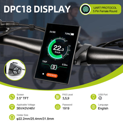 Bafang UART Display Protocol LCD Instrument 36V 48V 52V EKD01 Bluetooth Computer DZ40 DPC18 SW2-M58 for Hub Mid Motor Ebike Kits