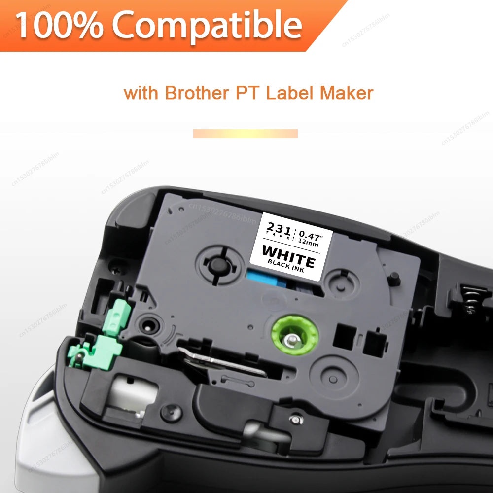 1Pcs TZe231 Compatible with Brother P-Touch TZe-231 Tape 6/9/12mm tze221 tze211 Black on White for Brother PT-H110 Label Printer