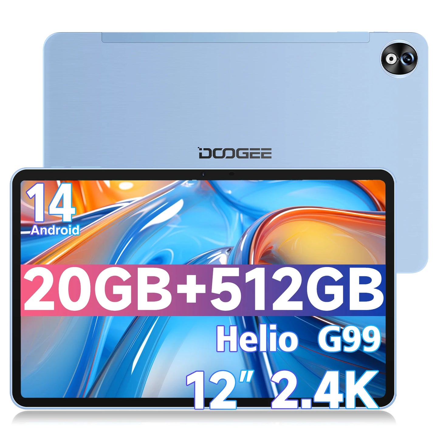 DOOGEE T40 Pro Tablet 12 ''IPS 2.4K 20GB(8 + 12) 512GB Android 14 Helio G99 6nm 10800mAh 18W Charge Quad Speaker 7.6mm ultra-thin