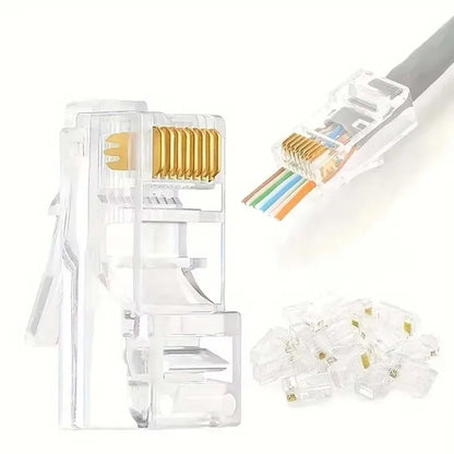 50 PCs RJ45 Connector Connector Network Unshielded RJ45 Perforated Crystal Head Network Cable