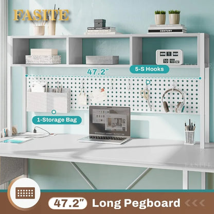 L Shaped Gaming Desk, Reversible Computer Desk with Power Outlet and Pegboard, Gaming Desk with Led Lights, Keyboard Tray