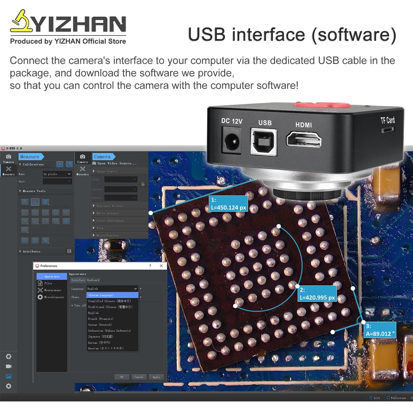 YIZHAN 48MP 4K Electronics Soldering Microscope FULL HD 1080P HDMI Camera USB Software 1-150x Lens Stand Shipping From Europe