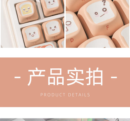 134 Key Toast Theme Keycaps Cute Key Cap PBT Cherry MOA Profile Custom Opaque Keycap Gift for Mechanical Keyboard Accessory