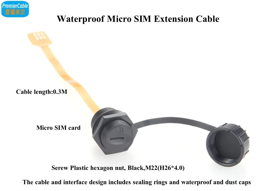 Waterproof Micro SIM Extension Cable kit Extender Panel Mount IP67 SIM Card Slot Outdoor Enclosure Micro-SIM Flexible Card