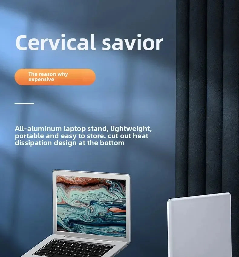 Portable Aluminum Alloy N8 Notebook Stand Desktop Computer Bracket Foldable Double Layer Suspension Style Office Supplies