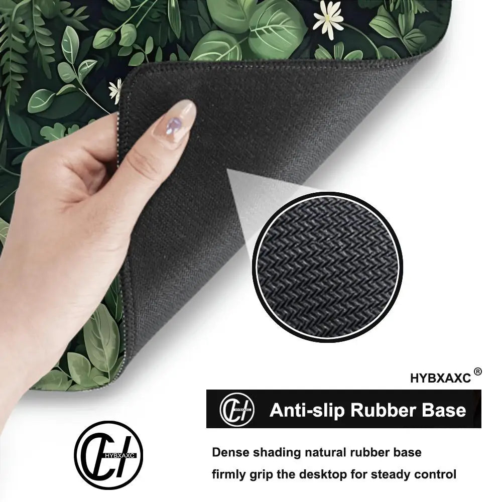 Forest Gaming Mouse Pad Vintage Floral Green Leaves Aesthetic Large Gaming Mousepad Gamer Desk Mat Nature Inspired Desk Mat