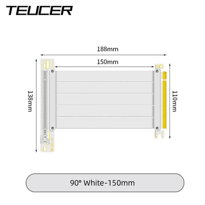 TEUCER PCI-E 4.0 X16 Riser Cable Video Card EMI Shielded High-Speed Flexible Extender PCI Express Gen 4 GPU Extension Cord
