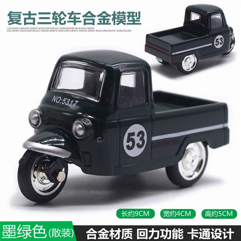 Cute Diecast Alloy Metal Car Bus Motor Tricycle Motorcycle Taxi Model Toy Children Birthday Gift