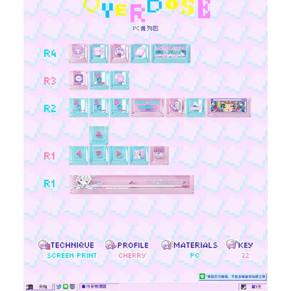 Anime Anchor Girl Theme Keycaps Set Customized PBT Sublimation Cherry Profile Keyboard Caps for Mechanical Keyboard Accessories