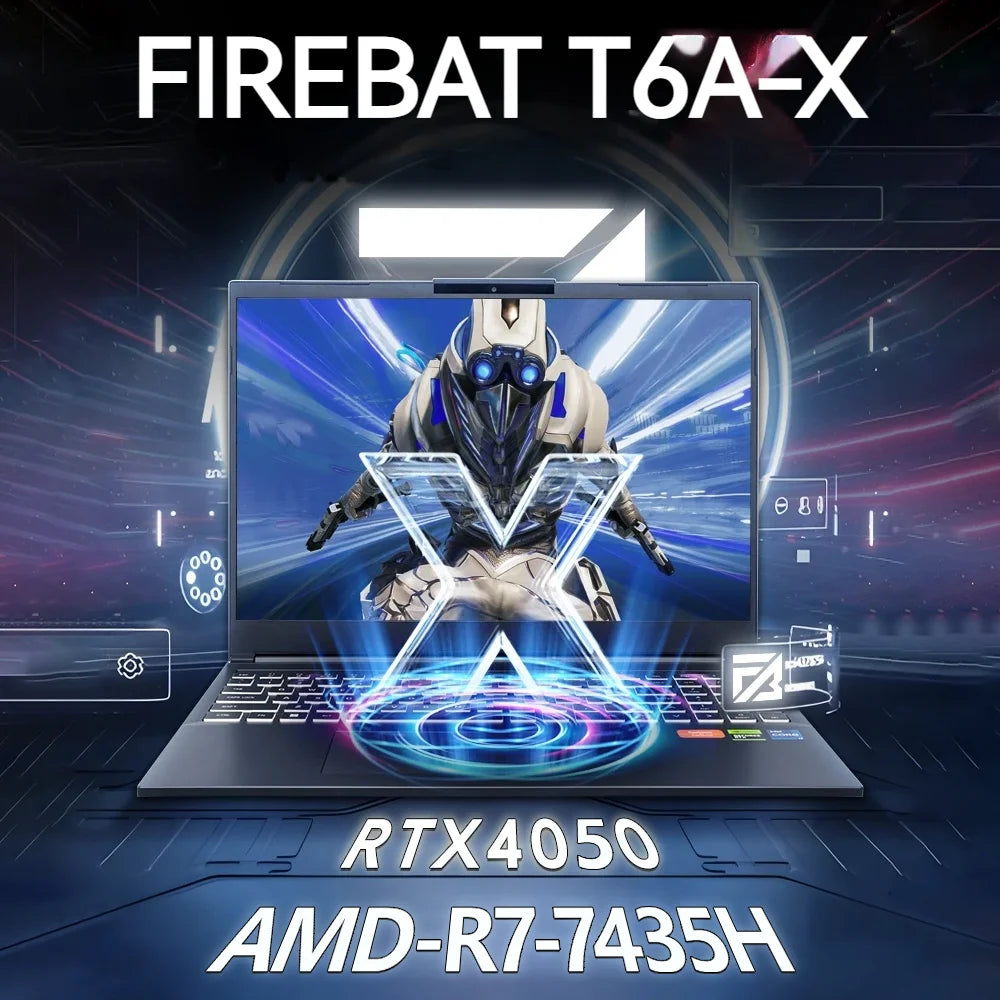 FIREBAT T6A-X 16 Inch AMD R7-7435H RTX 4050 DDR5 240Hz 2.5K Wifi6 BT5.1 32GB 1TB Gaming Gamer Notebook Laptop