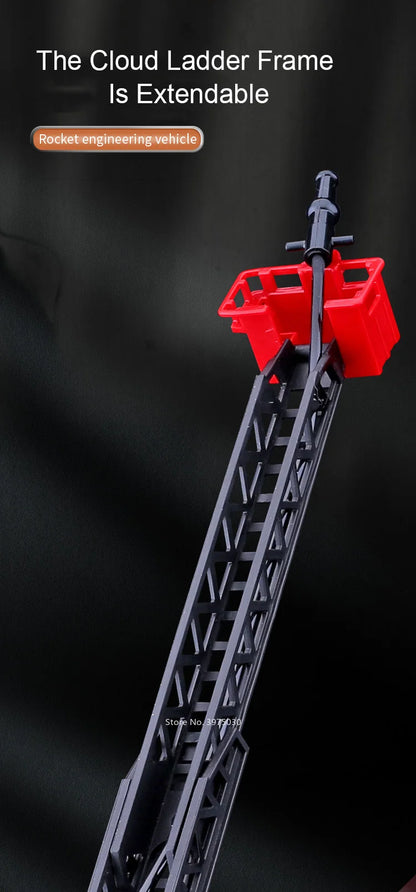 1/32 Fire Engine Car Toy Model with Sound Light Ladder Fire Truck Wheel Pull Back Sprinkler Rescue Vehicle Boys Decoration Gifts