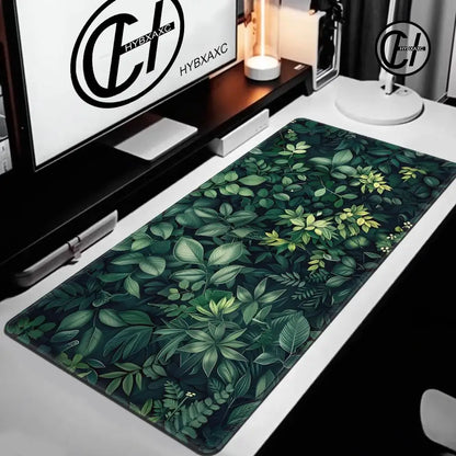 Forest Gaming Mouse Pad Vintage Floral Green Leaves Aesthetic Large Gaming Mousepad Gamer Desk Mat Nature Inspired Desk Mat