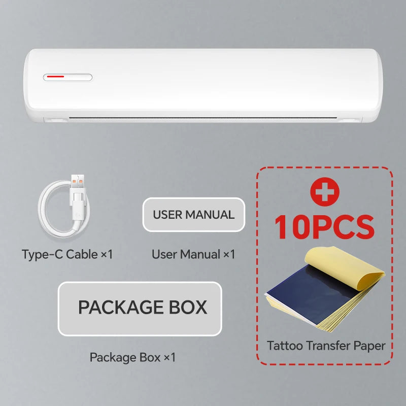 Mini A4 Tattoo Printer Portable Wireless Stencil Printer Tattoo Transfer Thermal Copier Comes