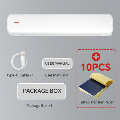 Mini A4 Tattoo Printer Portable Wireless Stencil Printer Tattoo Transfer Thermal Copier Comes