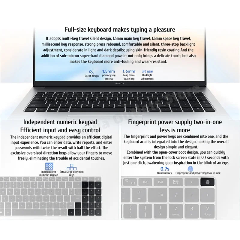 New HONOR Laptop MagicBook X16 Plus 16"Inch 2.5K 120Hz AMD Ryzen R7 8845HS 16/32GB 512GB/1TB Computer PC Notebook Ultrabook