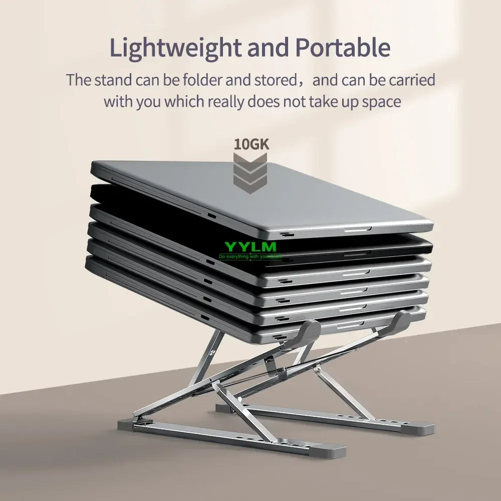 Portable Aluminum Alloy N8 Notebook Stand Desktop Computer Bracket Foldable Double Layer Suspension Style Office Supplies