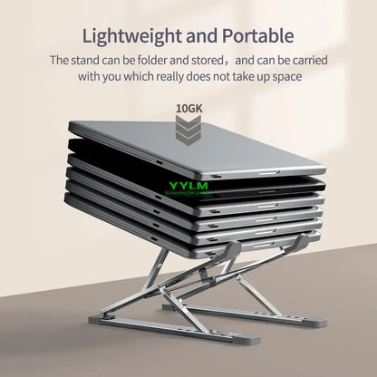 Portable Aluminum Alloy N8 Notebook Stand Desktop Computer Bracket Foldable Double Layer Suspension Style Office Supplies