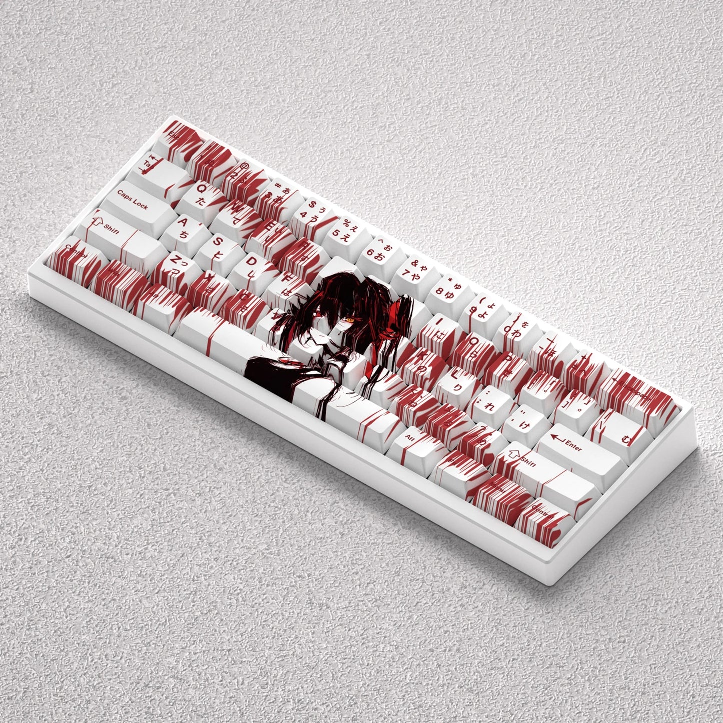 73 Key Tokisaki Kurumi Keycaps PBT Keycaps Dye Sub Cherry Anime Key Japanese for 61 65 68 Mechanical Keyboard GK61 Anne Pro 2