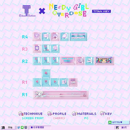 Anime Anchor Girl Theme Keycaps Set Customized PBT Sublimation Cherry Profile Keyboard Caps for Mechanical Keyboard Accessories