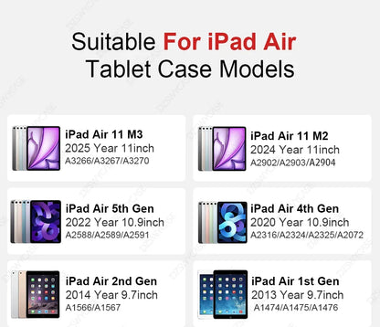 Case For iPad 7/8/9th 10.2 5/6th 9.7,10th 10.9 A16 11, Air 10.9 11 M2 M3,  mini 5 6 7, Pro 11 M4, Silicone Protective Cover