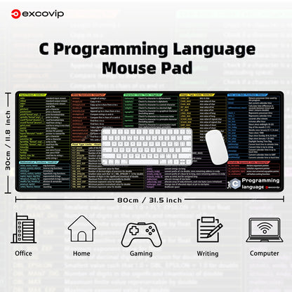 EXCO C Programming Mouse Pad Large Shortcuts Keyboard Mousepad Cheat Sheet Desk Mat for Embedded System Database Network Develop