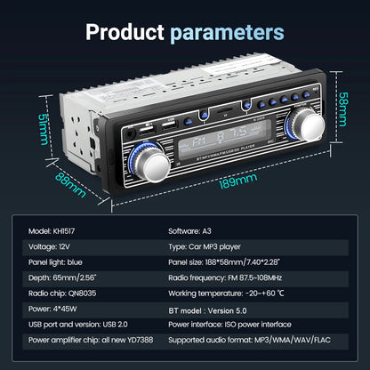Car Radio MP3 Player Bluetooth-compatible FM Audio Stereo Receiver with Remote Control Autoradio Electronics Accessories