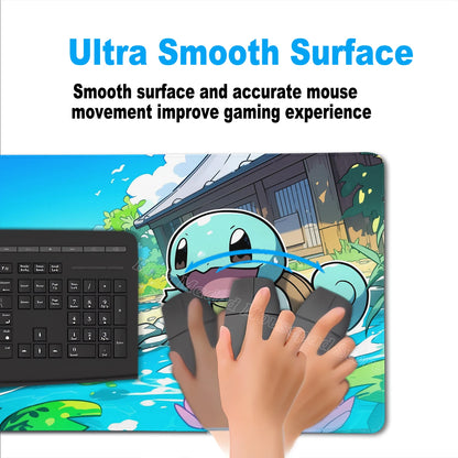 HD Gaming Keyboard Rug Laptop Japan Cool Anime Mouse Pad XXL P-pokemon Desk Mat PC Squirtles Gamer Cabinet Extended Mousepad Rug