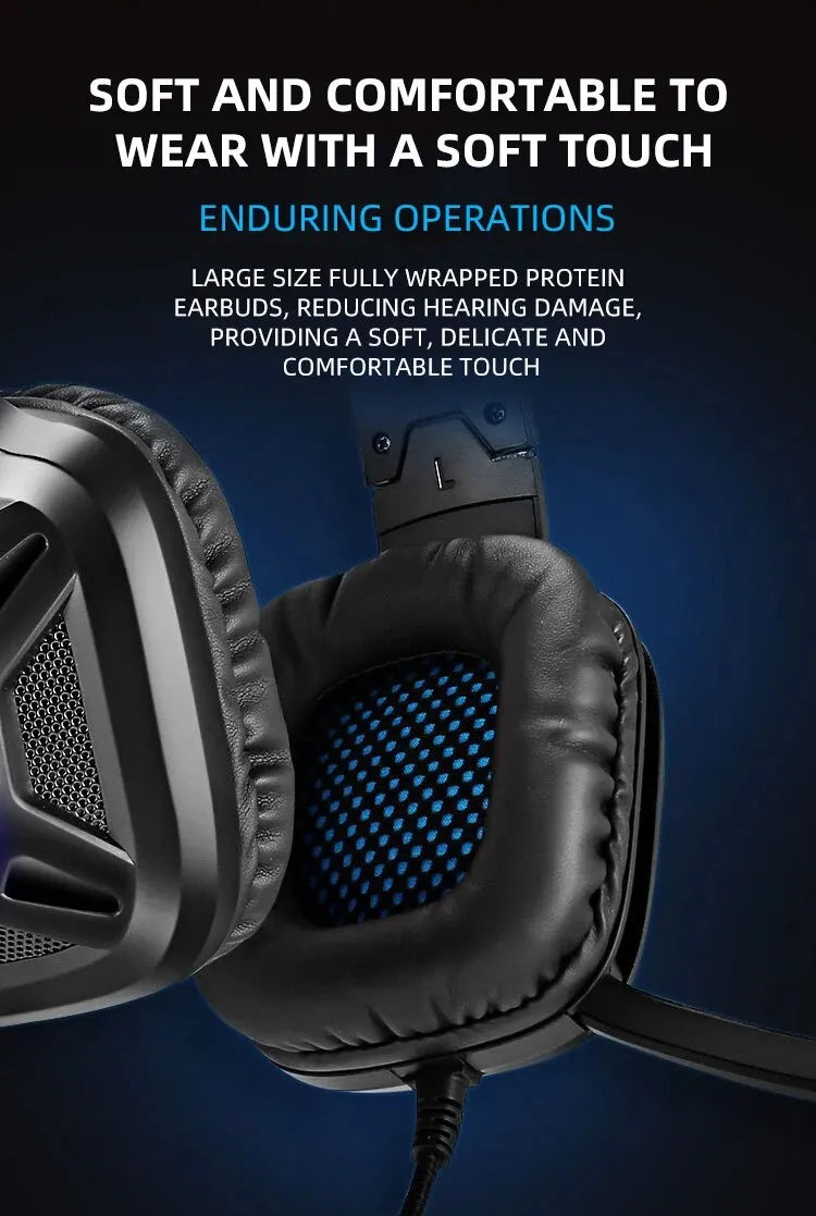 1PC Gaming Headset Experience Immersive Audio With Mic LED Lights Soft Memory Earmuffs Headphone