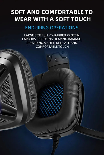 1PC Gaming Headset Experience Immersive Audio With Mic LED Lights Soft Memory Earmuffs Headphone