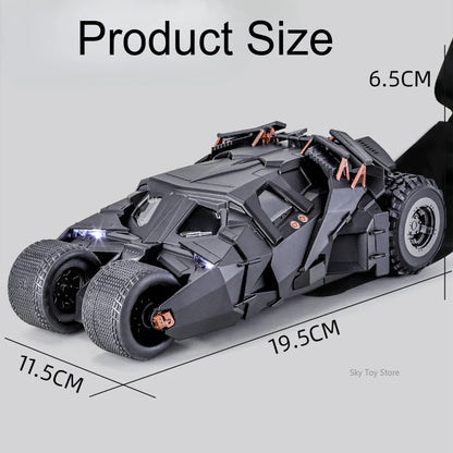Alloy 1:24 Batmobile Diecast Model Toys Car Collectible Sound Light Doors Opened Rear Wheel Suspension Armored Cars for Kid Gift