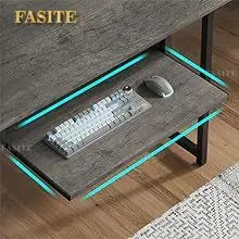L Shaped Gaming Desk, Reversible Computer Desk with Power Outlet and Pegboard, Gaming Desk with Led Lights, Keyboard Tray