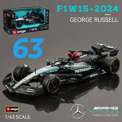 Bburago 1:43 Mercedes-AMG Petronas F1 Team W15 2024 #44 Hamilton #63 George Russell Alloy Car Die Cast Model Toy Collectible