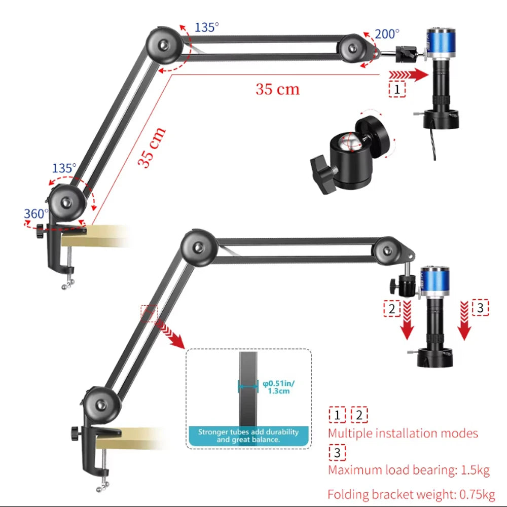 4K 48MP Electronics Digital Microscope Full HD 1080P HDMI USB Video Camera 150X Zoom Lens For Welding PCB Soldering Repair Phone