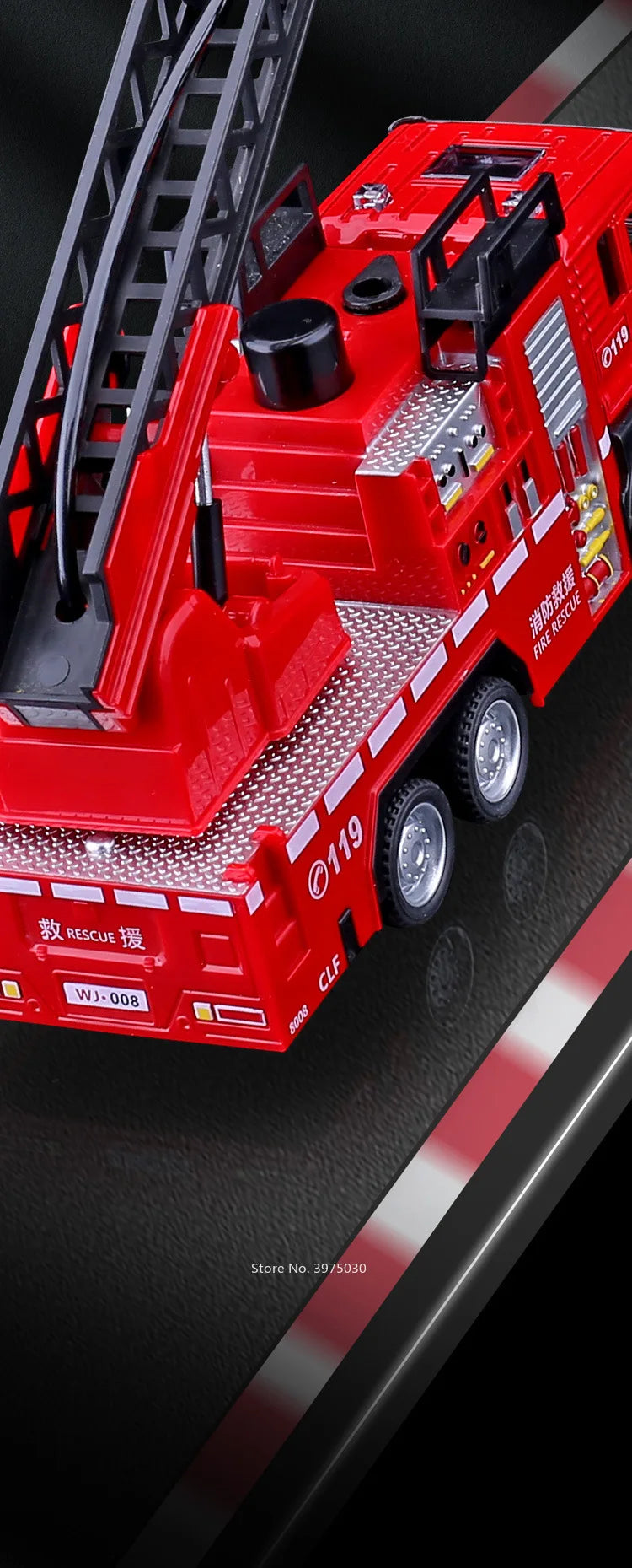 1/32 Fire Engine Car Toy Model with Sound Light Ladder Fire Truck Wheel Pull Back Sprinkler Rescue Vehicle Boys Decoration Gifts