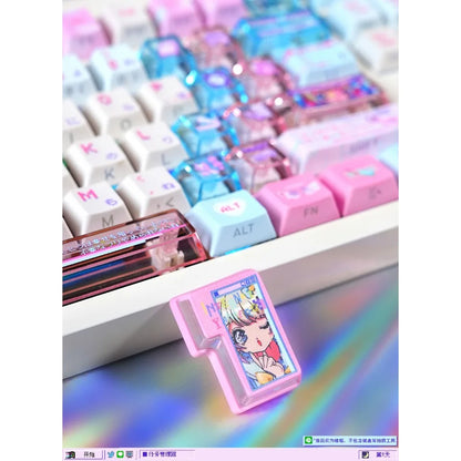 Anime Anchor Girl Theme Keycaps Set Customized PBT Sublimation Cherry Profile Keyboard Caps for Mechanical Keyboard Accessories