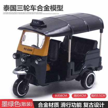 Cute Diecast Alloy Metal Car Bus Motor Tricycle Motorcycle Taxi Model Toy Children Birthday Gift