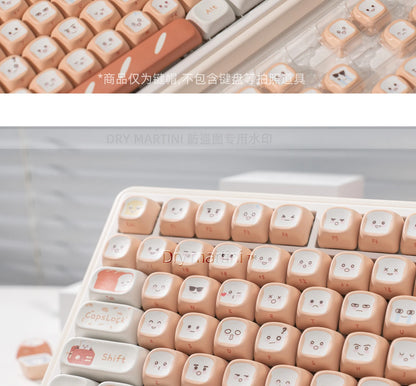 134 Key Toast Theme Keycaps Cute Key Cap PBT Cherry MOA Profile Custom Opaque Keycap Gift for Mechanical Keyboard Accessory