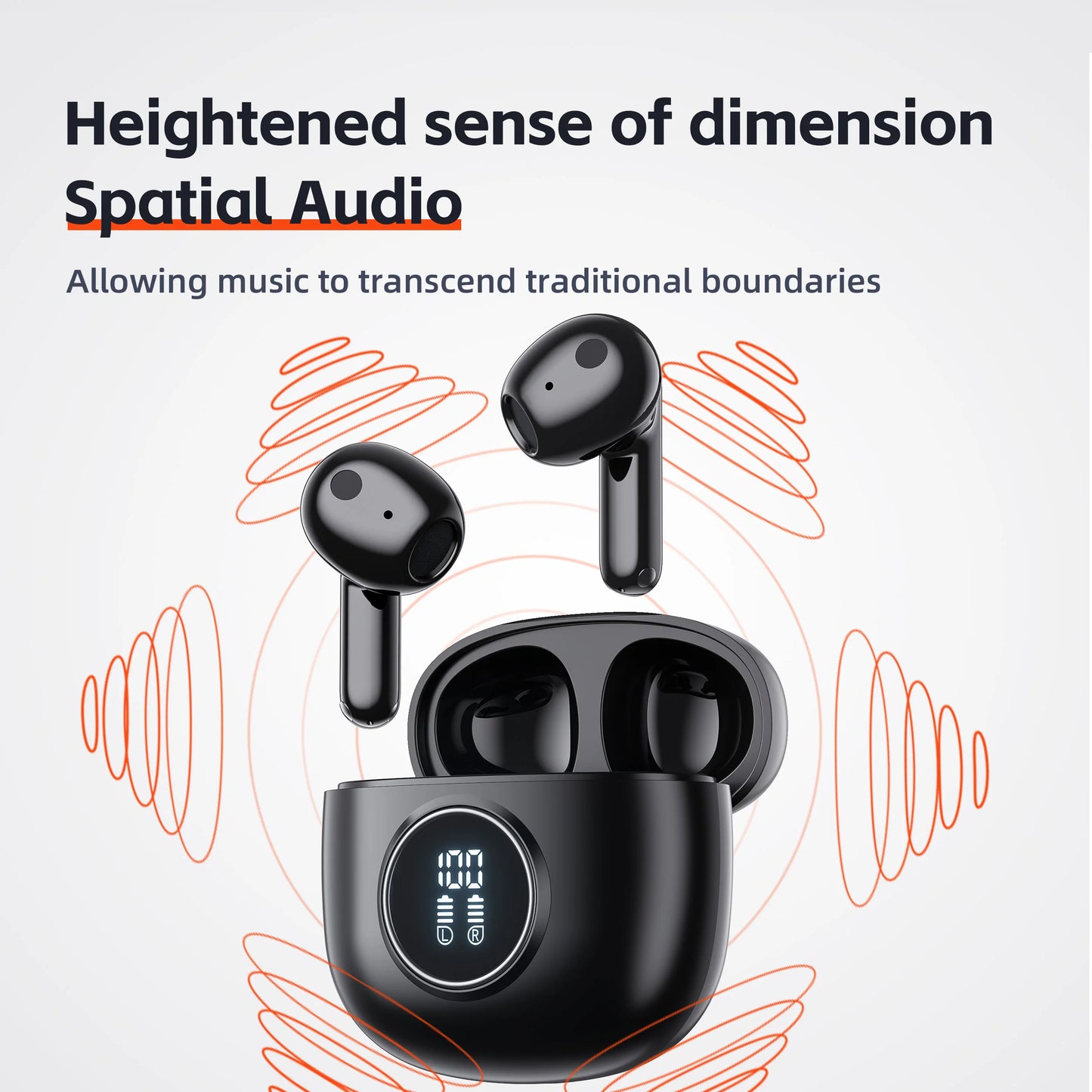 Wireless Headphones,QERE E40,NEW TWS Bluetooth 5.3,HD Microphone,HIFI Earphones,13mm Driver,Display screen+touch,4 Mics+ENC Call