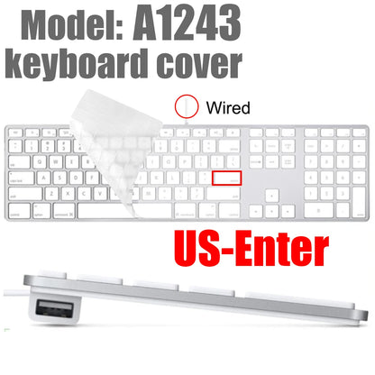 For 2021 iMac Wired Apple Keyboard A2449 A2450 A1243 A1843 MB110LL/B with Numeric Keypad Silicone keyboard Cover Protector Skin