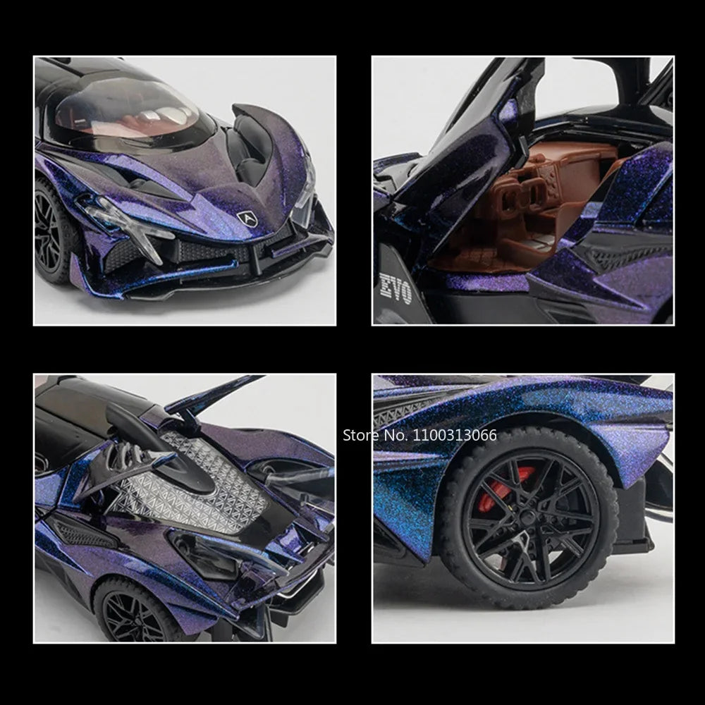1/32 Metal Die Cast Apollo EVO Cars Model Toy with Light and Music Sports Car Toys Doors Opened Vehicles for Kids Birthday Gifts
