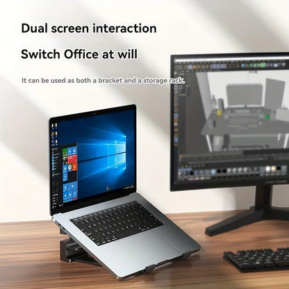 ABS material Adjustable vertical laptop stand with three-slot stand, padded computer stand for 16-inch laptops - rectangular