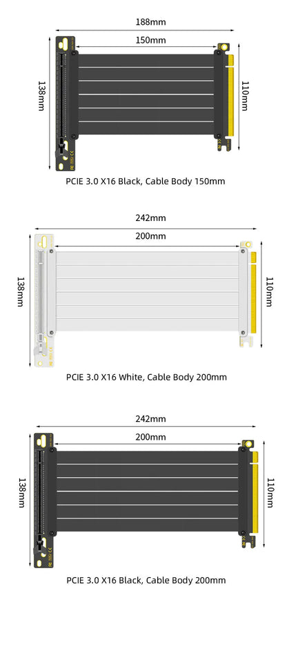 TEUCER PCI-E 4.0 X16 Riser Cable Video Card EMI Shielded High-Speed Flexible Extender PCI Express Gen 4 GPU Extension Cord