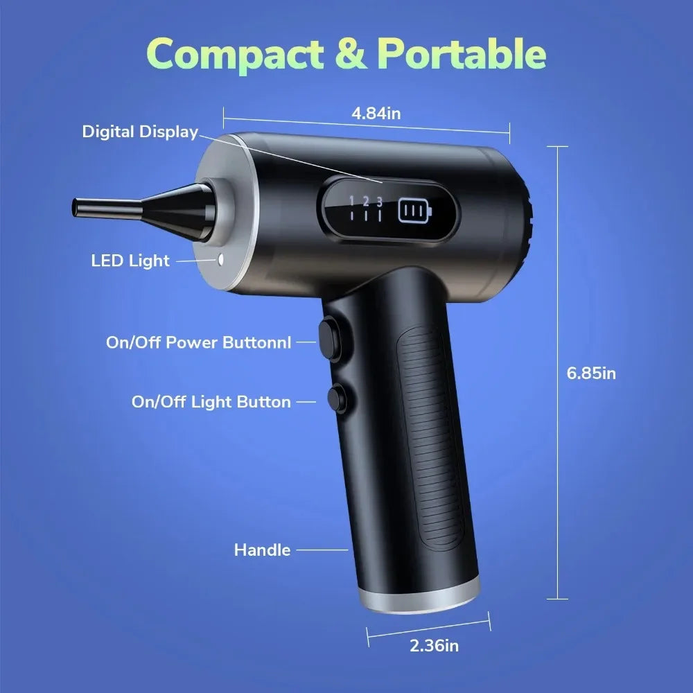Electric Air Duster, Powerful Compressed Air Blower for Electronics, Car Interior, Pet Hair, and Home Cleaning