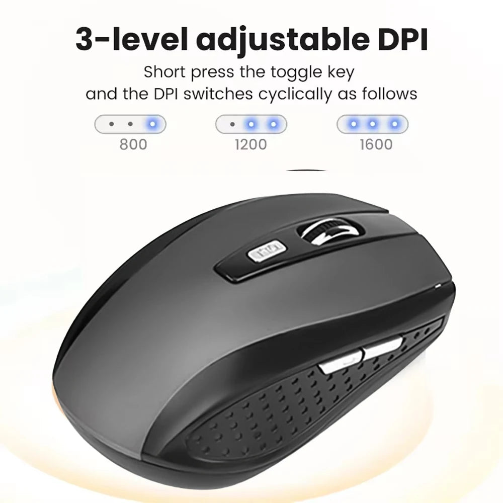 Wireless Mouse 2.4G Silent Mouse USB Portable Office Mouse Mobile Optical Mouse Adjustable 1600DPI Mouse for Notebook PC Laptop